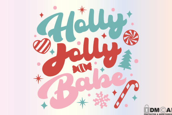 Holly Jolly Babe SVG Retro Christmas PNG Graphics & Print Templates