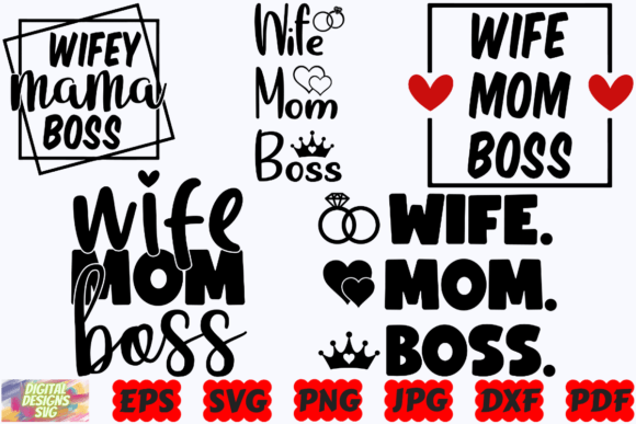 Wife Mom Boss SVG: Graphics for Crafts